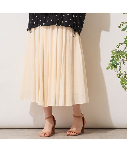 PISANO / ピサーノ ミニ・ひざ丈スカート | 【手洗いOK・綿100％】綿シフォンスカート（ライトベージュ）