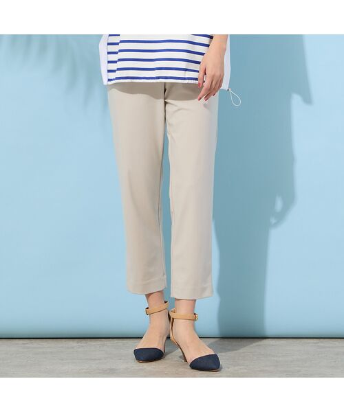PISANO / ピサーノ ショート・ハーフ・半端丈パンツ | 【手洗いOK・接触冷感・吸水速乾・UVカット】クロップト丈ストレートスリムパンツ(ベージュ)