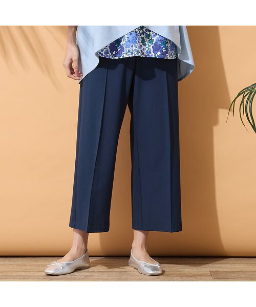 PISANO / ピサーノ ショート・ハーフ・半端丈パンツ | 【手洗いOK・接触冷感・吸水速乾・紫外線抑制】ワイドストレートパンツ（ダークブルー）