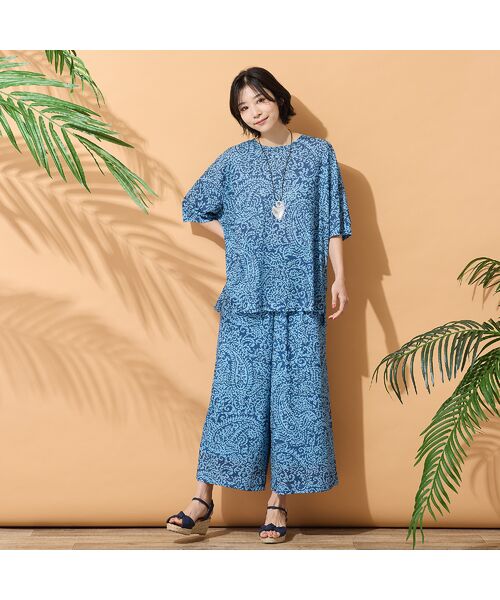 PISANO / ピサーノ ショート・ハーフ・半端丈パンツ | 【手洗いOK・セットアップ対応】ペイズリープリントイージーパンツ | 詳細12