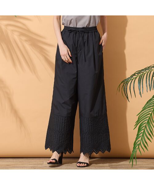 PISANO / ピサーノ その他パンツ | 【手洗いOK・セットアップ対応】カットワーク刺繍タックワイドパンツ | 詳細3