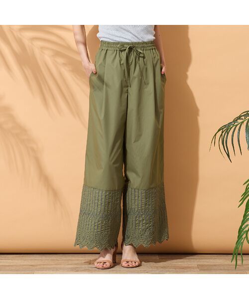 PISANO / ピサーノ その他パンツ | 【手洗いOK・セットアップ対応】カットワーク刺繍タックワイドパンツ | 詳細9