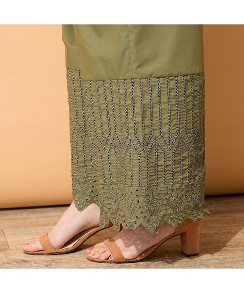 PISANO / ピサーノ その他パンツ | 【手洗いOK・セットアップ対応】カットワーク刺繍タックワイドパンツ | 詳細10