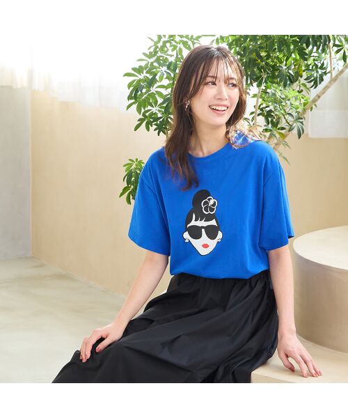 PISANO / ピサーノ カットソー | 【手洗いOK・綿100％・HAPPY FACEコラボ】エマちゃんTシャツ（ブルー）