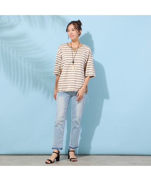 PISANO / ピサーノ カットソー | 【手洗いOK・綿100％】ボーダーリラックスカットソー | 詳細1