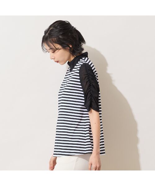 PISANO / ピサーノ カットソー | 【手洗いOK】チュール配色ギャザースリーブカットソー | 詳細1