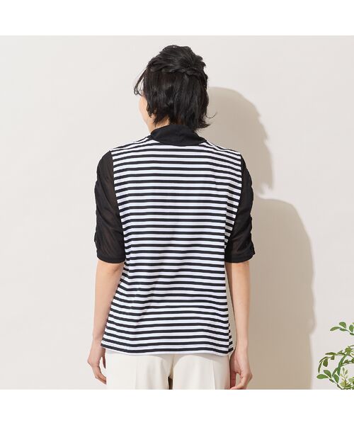 PISANO / ピサーノ カットソー | 【手洗いOK】チュール配色ギャザースリーブカットソー | 詳細2