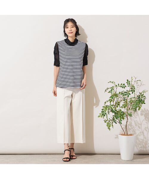 PISANO / ピサーノ カットソー | 【手洗いOK】チュール配色ギャザースリーブカットソー | 詳細3