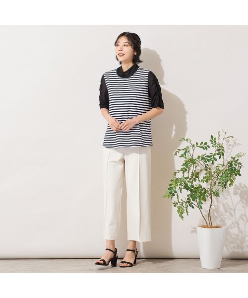 PISANO / ピサーノ カットソー | 【手洗いOK】チュール配色ギャザースリーブカットソー | 詳細4