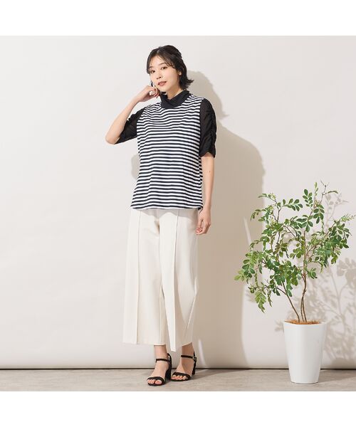 PISANO / ピサーノ カットソー | 【手洗いOK】チュール配色ギャザースリーブカットソー | 詳細5