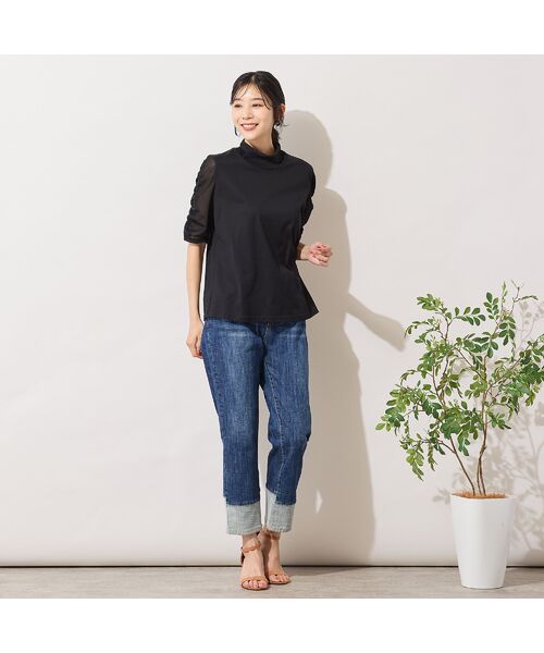 PISANO / ピサーノ カットソー | 【手洗いOK】チュール配色ギャザースリーブカットソー | 詳細14