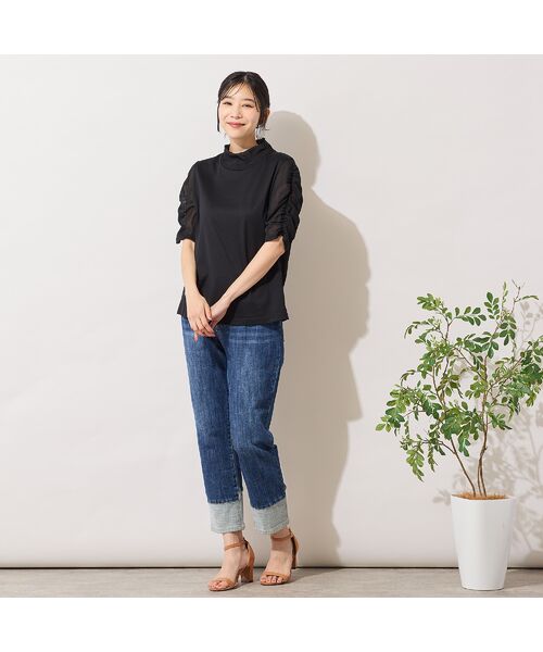 PISANO / ピサーノ カットソー | 【手洗いOK】チュール配色ギャザースリーブカットソー | 詳細17