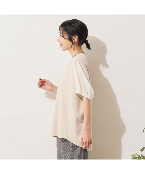 PISANO / ピサーノ カットソー | 【手洗いOK・セットアップ対応】シフォンパフスリーブカットソー | 詳細1