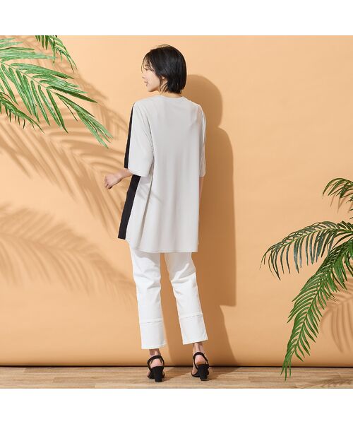 PISANO / ピサーノ カットソー | 【手洗いOK・接触冷感】バイカラー切り替えVネックチュニック | 詳細10