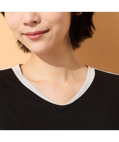 PISANO / ピサーノ カットソー | 【手洗いOK・接触冷感】バイカラー切り替えVネックチュニック | 詳細11