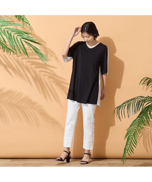 PISANO / ピサーノ カットソー | 【手洗いOK・接触冷感】バイカラー切り替えVネックチュニック | 詳細5