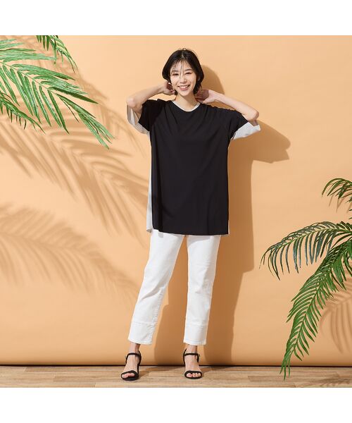 PISANO / ピサーノ カットソー | 【手洗いOK・接触冷感】バイカラー切り替えVネックチュニック | 詳細6