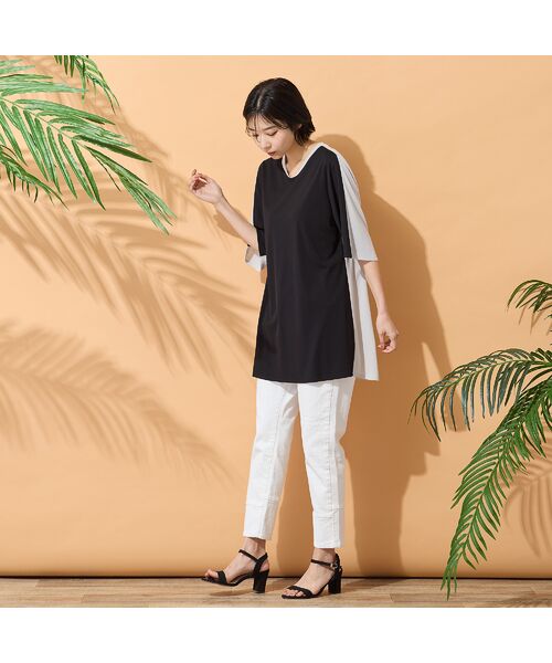 PISANO / ピサーノ カットソー | 【手洗いOK・接触冷感】バイカラー切り替えVネックチュニック | 詳細8