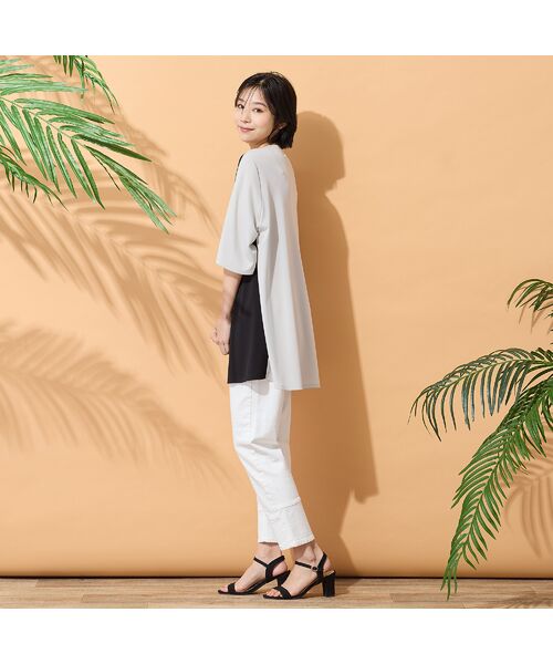 PISANO / ピサーノ カットソー | 【手洗いOK・接触冷感】バイカラー切り替えVネックチュニック | 詳細9