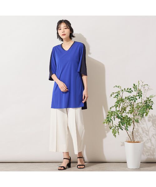 PISANO / ピサーノ カットソー | 【手洗いOK・接触冷感】バイカラー切り替えVネックチュニック | 詳細12