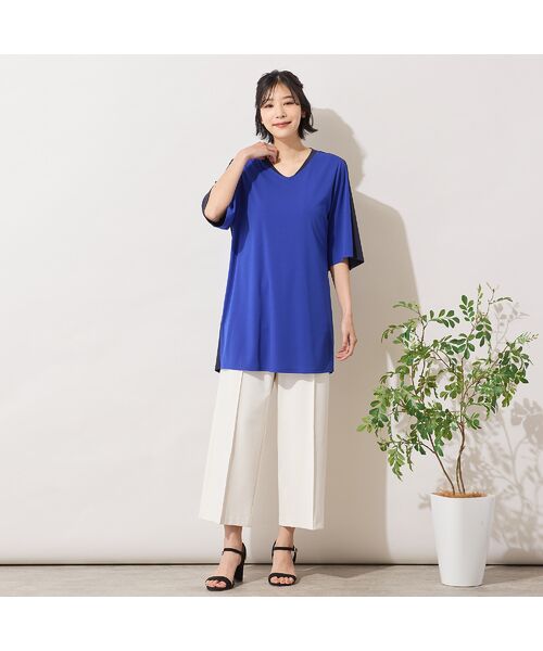 PISANO / ピサーノ カットソー | 【手洗いOK・接触冷感】バイカラー切り替えVネックチュニック | 詳細13