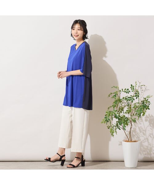 PISANO / ピサーノ カットソー | 【手洗いOK・接触冷感】バイカラー切り替えVネックチュニック | 詳細14