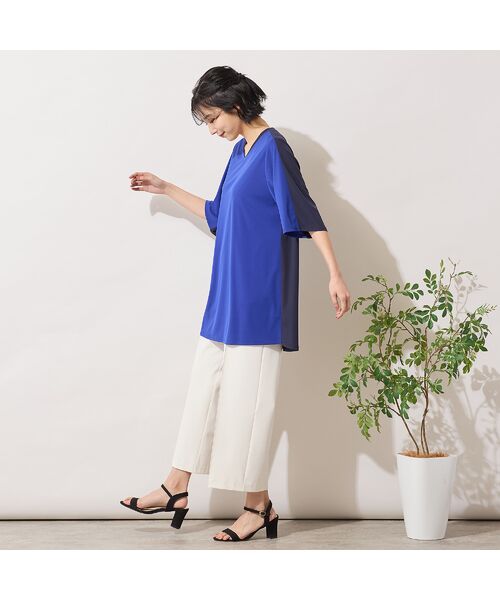 PISANO / ピサーノ カットソー | 【手洗いOK・接触冷感】バイカラー切り替えVネックチュニック | 詳細15