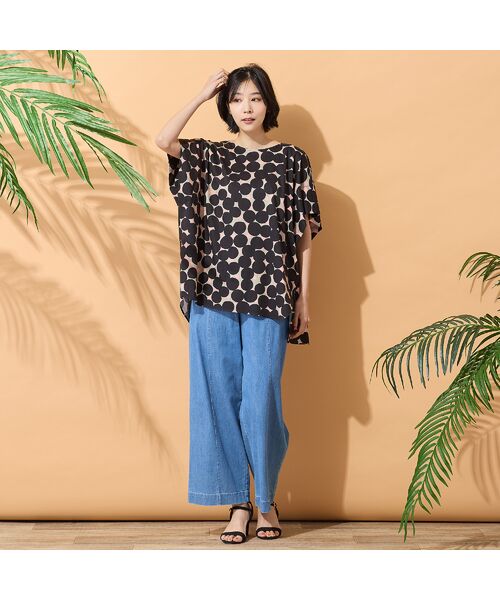 PISANO / ピサーノ カットソー | 【手洗いOK・綿100％】マルチドットプリントパワーショルダートップ | 詳細3