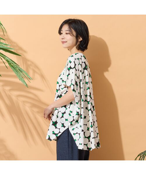 PISANO / ピサーノ カットソー | 【手洗いOK・綿100％】マルチドットプリントパワーショルダートップ | 詳細8
