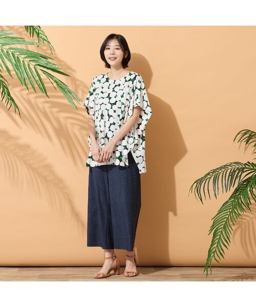 PISANO / ピサーノ カットソー | 【手洗いOK・綿100％】マルチドットプリントパワーショルダートップ | 詳細10