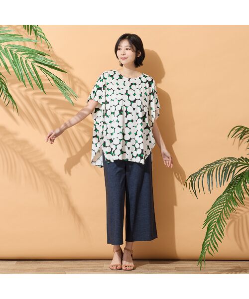 PISANO / ピサーノ カットソー | 【手洗いOK・綿100％】マルチドットプリントパワーショルダートップ | 詳細12