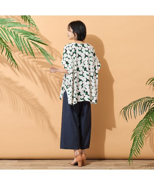 PISANO / ピサーノ カットソー | 【手洗いOK・綿100％】マルチドットプリントパワーショルダートップ | 詳細15