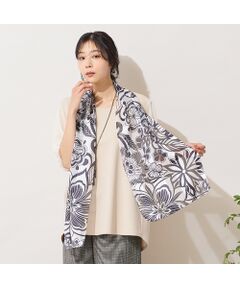PISANO / ピサーノ マフラー・ショール・スヌード・ストール | 【手洗いOK】モノクロフラワープリントストール