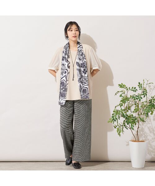 PISANO / ピサーノ マフラー・ショール・スヌード・ストール | 【手洗いOK】モノクロフラワープリントストール | 詳細1