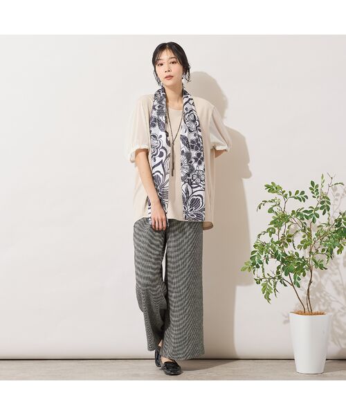 PISANO / ピサーノ マフラー・ショール・スヌード・ストール | 【手洗いOK】モノクロフラワープリントストール | 詳細2