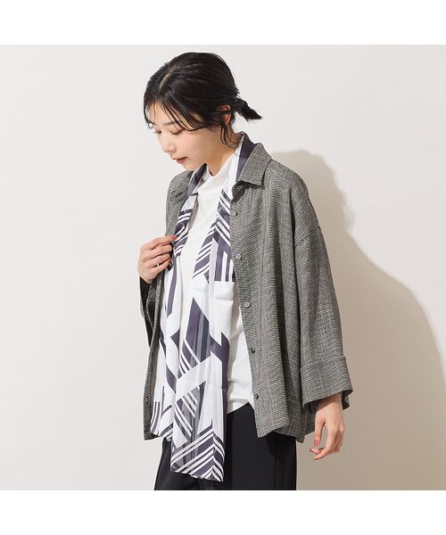 PISANO / ピサーノ マフラー・ショール・スヌード・ストール | 【手洗いOK】モノクロプリントストール（ブラック）