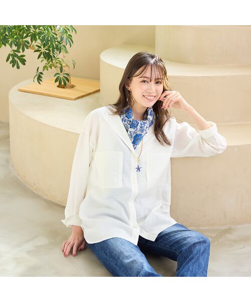 PISANO / ピサーノ マフラー・ショール・スヌード・ストール | 【綿100％】ビッグスクエア・フラワープリントストール | 詳細5