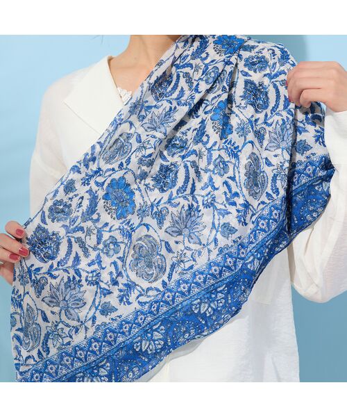 PISANO / ピサーノ マフラー・ショール・スヌード・ストール | 【綿100％】ビッグスクエア・フラワープリントストール | 詳細6