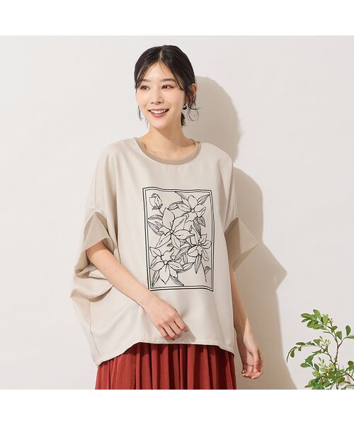 PISANO / ピサーノ シャツ・ブラウス | 【手洗いOK・接触冷感】フラワープリントコクーンブラウス（ベージュ）