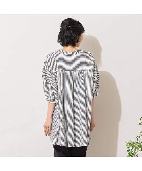 PISANO / ピサーノ シャツ・ブラウス | 【手洗いOK】ストライプ×ボーダー・スリットネックブラウス | 詳細2