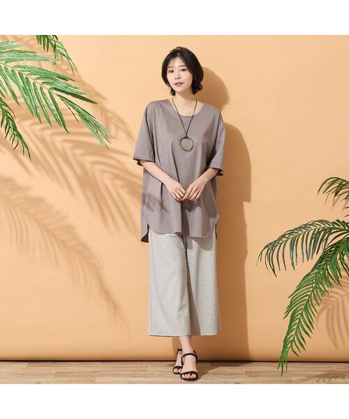 PISANO / ピサーノ ショート・ハーフ・半端丈パンツ | 【手洗いOK・接触冷感・UVカット】デニムプリントワイドパンツ | 詳細1