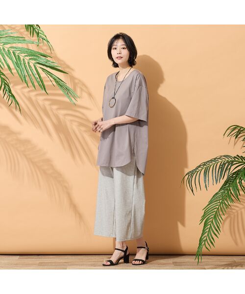 PISANO / ピサーノ ショート・ハーフ・半端丈パンツ | 【手洗いOK・接触冷感・UVカット】デニムプリントワイドパンツ | 詳細2