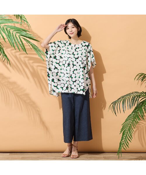 PISANO / ピサーノ ショート・ハーフ・半端丈パンツ | 【手洗いOK・接触冷感・UVカット】デニムプリントワイドパンツ | 詳細6