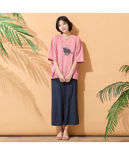 PISANO / ピサーノ ショート・ハーフ・半端丈パンツ | 【手洗いOK・接触冷感・UVカット】デニムプリントワイドパンツ | 詳細7