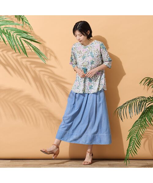 PISANO / ピサーノ カットソー | 【綿100％・手洗いOK・リバティコラボ】ラウンドヘムカットソー | 詳細6