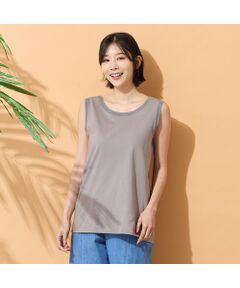 PISANO / ピサーノ タンクトップ | 【手洗いOK・身頃綿100％】2Wayチュール配色タンクトップ