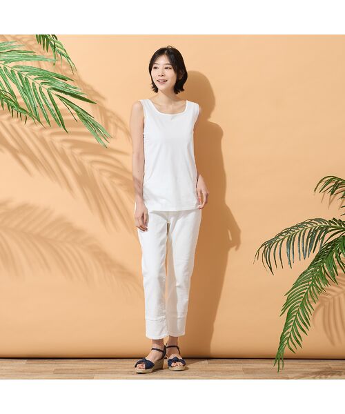 PISANO / ピサーノ タンクトップ | 【手洗いOK・身頃綿100％】2Wayチュール配色タンクトップ | 詳細1