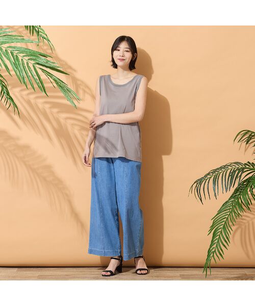 PISANO / ピサーノ タンクトップ | 【手洗いOK・身頃綿100％】2Wayチュール配色タンクトップ | 詳細5