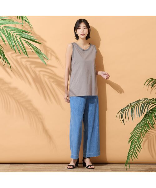 PISANO / ピサーノ タンクトップ | 【手洗いOK・身頃綿100％】2Wayチュール配色タンクトップ | 詳細7