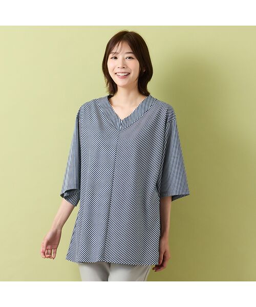 PISANO / ピサーノ カットソー | 【手洗いOK・接触冷感】J-CAMICIE・Aラインカットソー（ダークブルー）